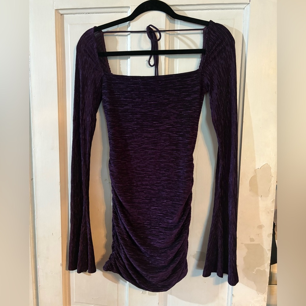 Elegant Purple Long Sleeve Dress